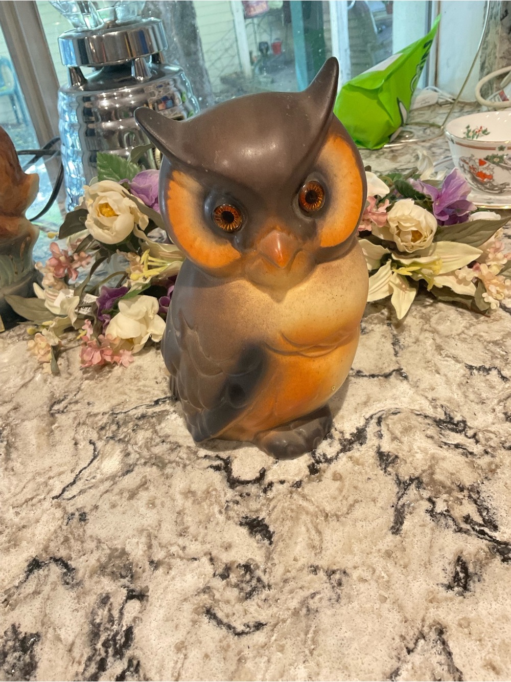 #12-VTG-ROSELANE POTTERY OWL FIGURINE 7.25 IN. TALL-CALIFORNIA VINTAGE COLLECTIB